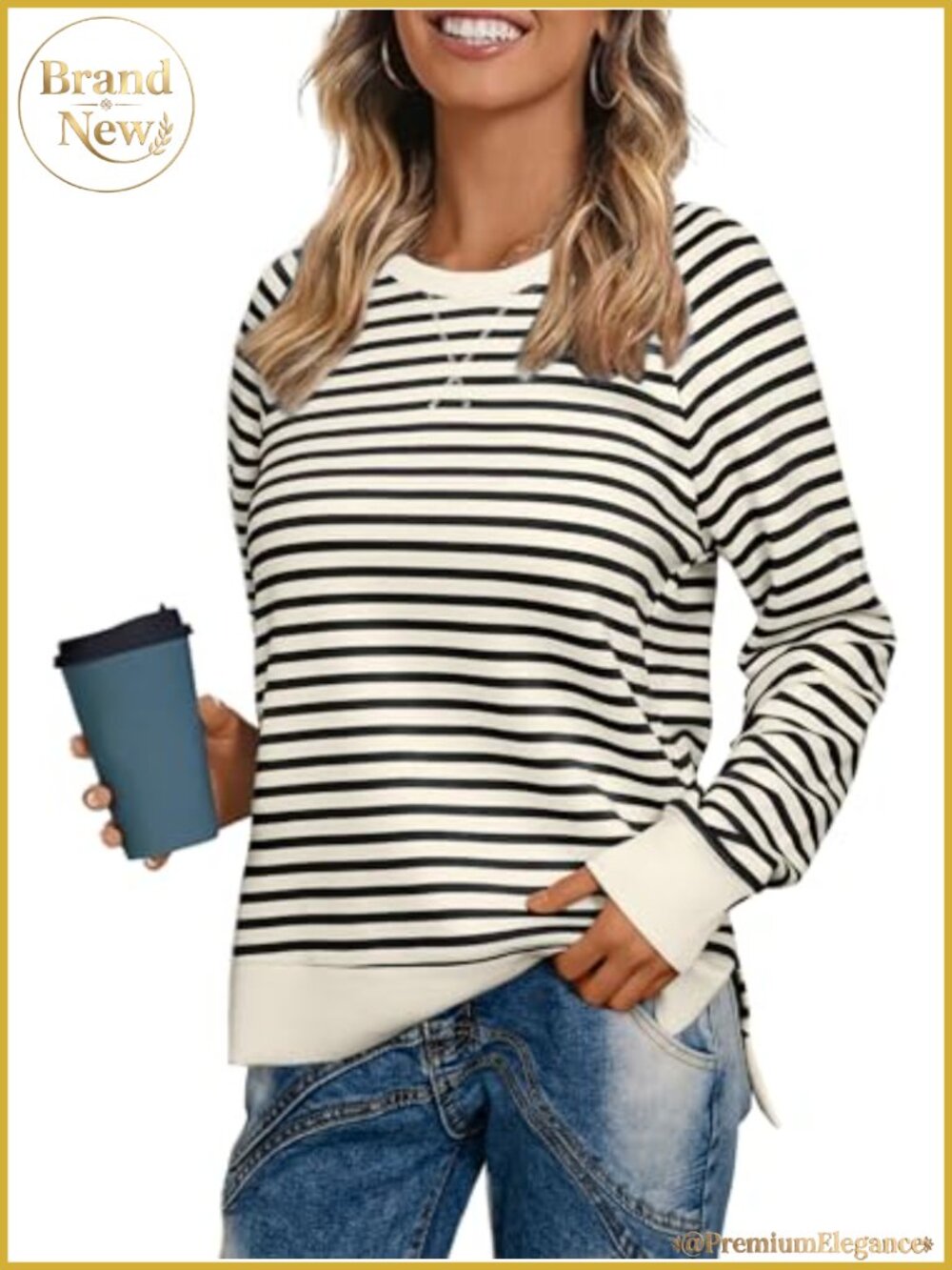 Womens Crewneck Sweatshirt Long Sleeve Loose Fit Pullover